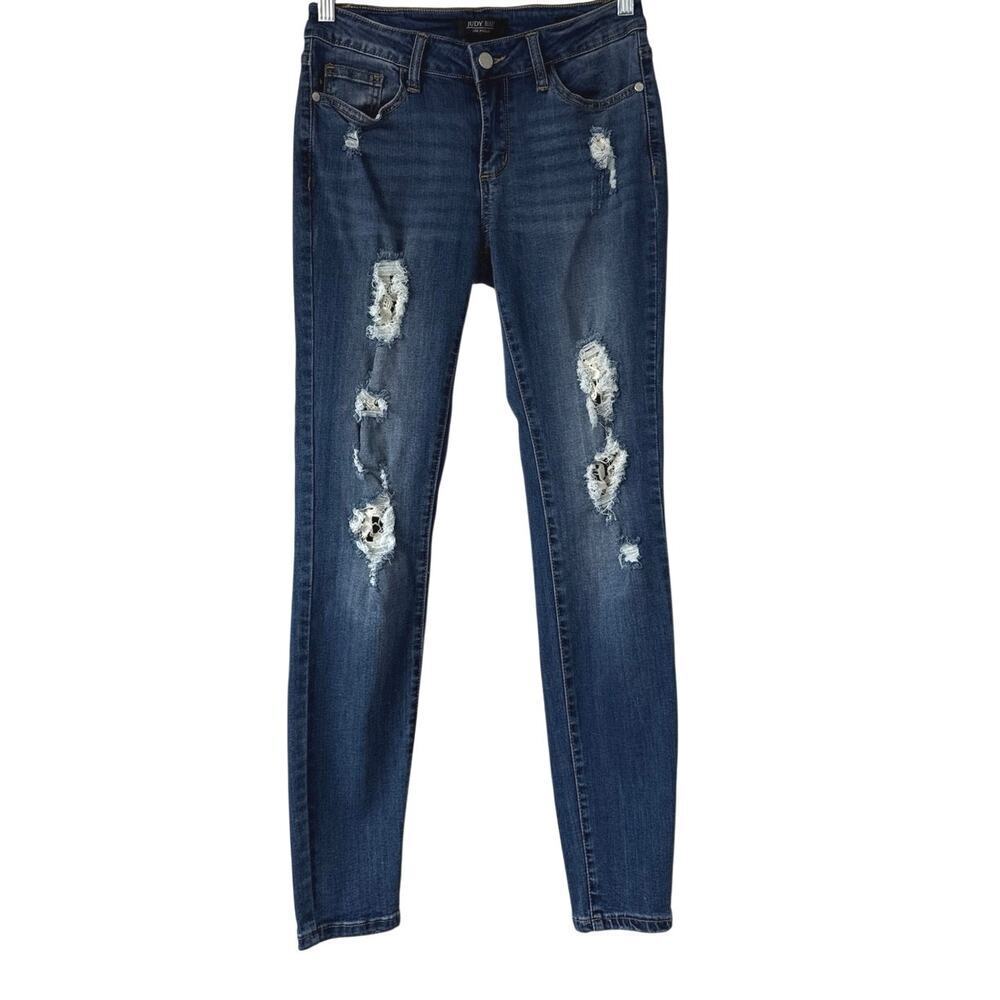 Judy Blue Mid-Rise Skinny Distressed Jeans Stretch Denim Size 5/27 JB8463